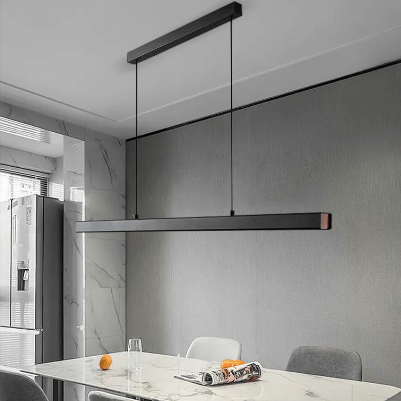 Eclairage suspension Suspension barre LED noire design minimaliste