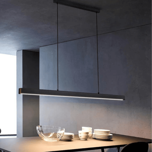 Eclairage suspension Suspension barre LED noire design minimaliste