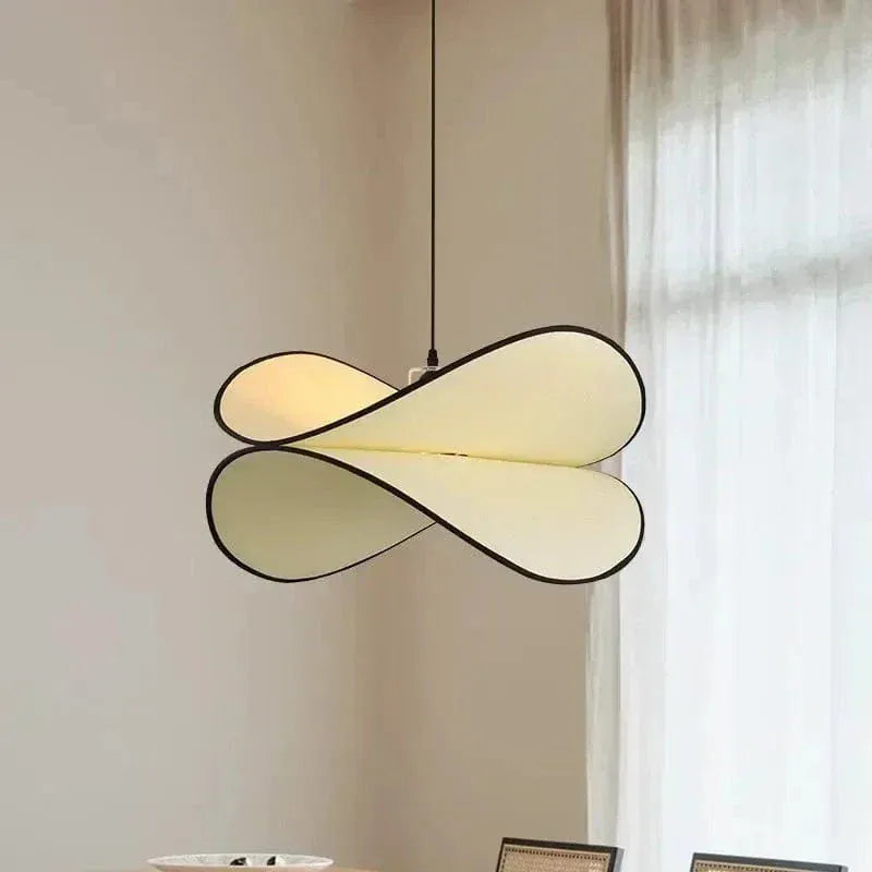 Eclairage suspension Suspension beige en tissu