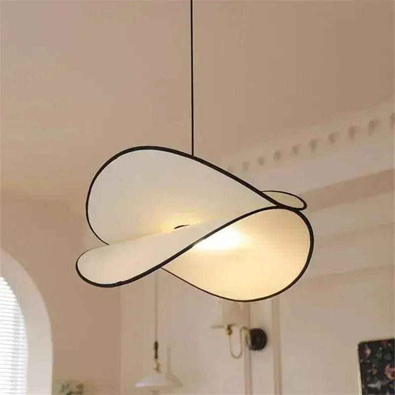 Eclairage suspension Suspension beige en tissu