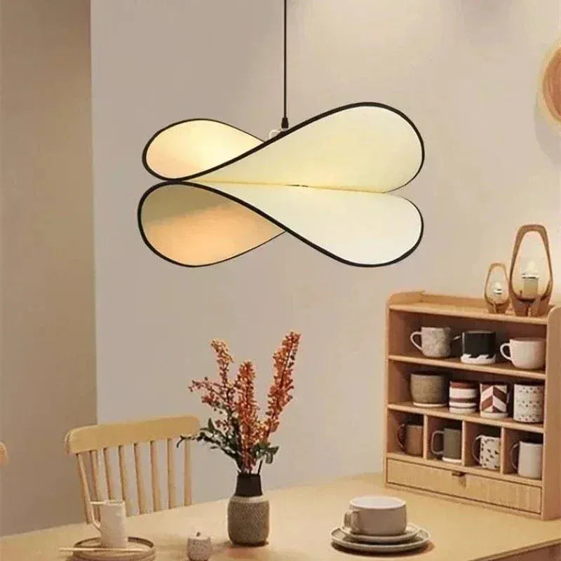 Eclairage suspension Suspension beige en tissu