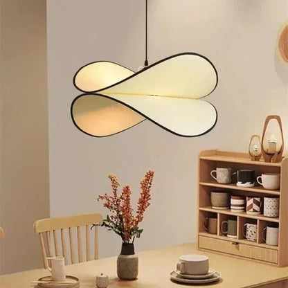 Eclairage suspension Suspension beige en tissu