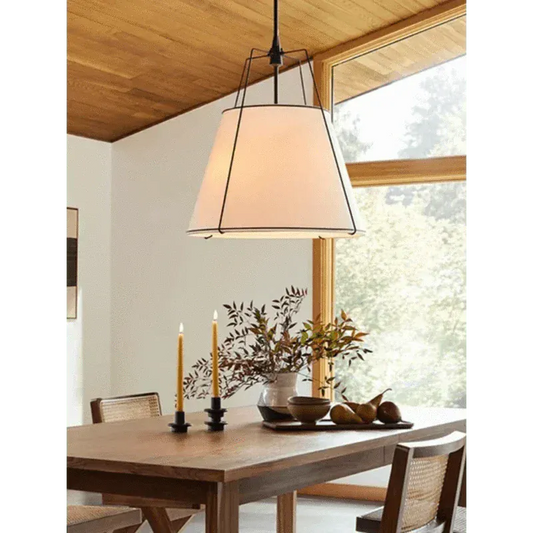 Eclairage suspension Suspension blanche abat-jour conique
