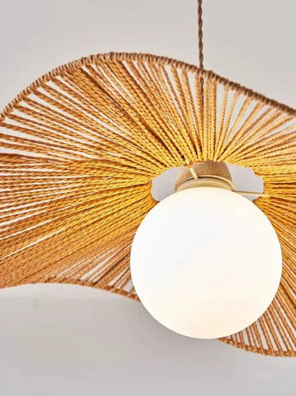 ECLAIRAGE SUSPENSION Suspension boule avec abat-jour en corde de chanvre