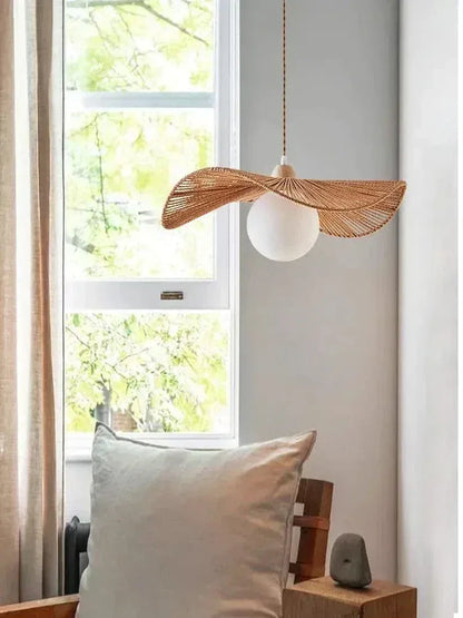 ECLAIRAGE SUSPENSION Suspension boule avec abat-jour en corde de chanvre