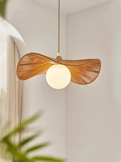 ECLAIRAGE SUSPENSION Suspension boule avec abat-jour en corde de chanvre