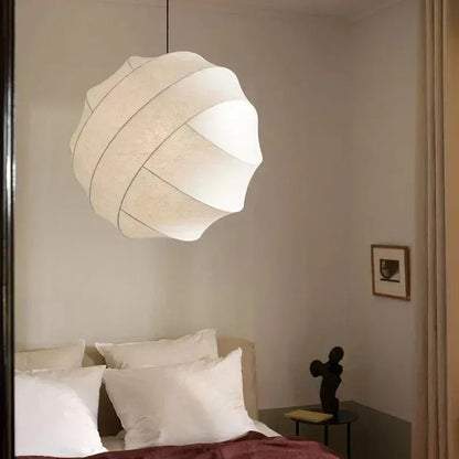 Eclairage suspension Suspension boule en tissu style japandi