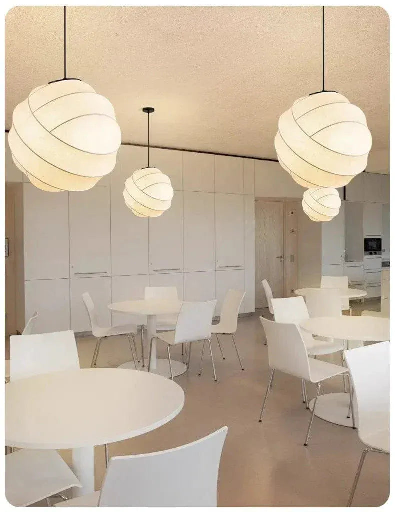 Eclairage suspension Suspension boule en tissu style japandi