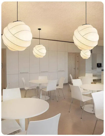 Eclairage suspension Suspension boule en tissu style japandi