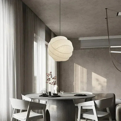 Eclairage suspension Suspension boule en tissu style japandi