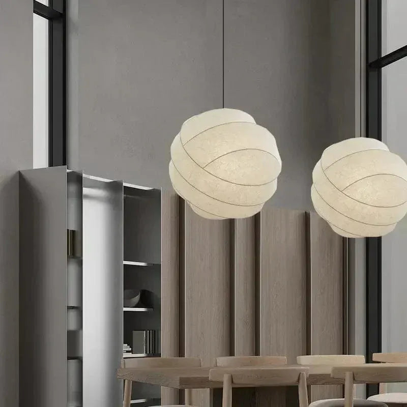 Eclairage suspension Suspension boule en tissu style japandi