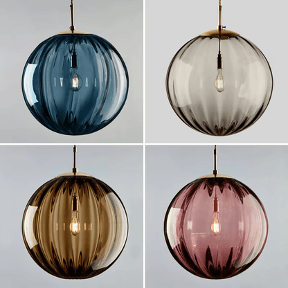 Eclairage suspension Suspension boule verre colorée