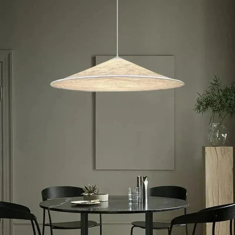 Eclairage suspension Suspension chapeau blanc