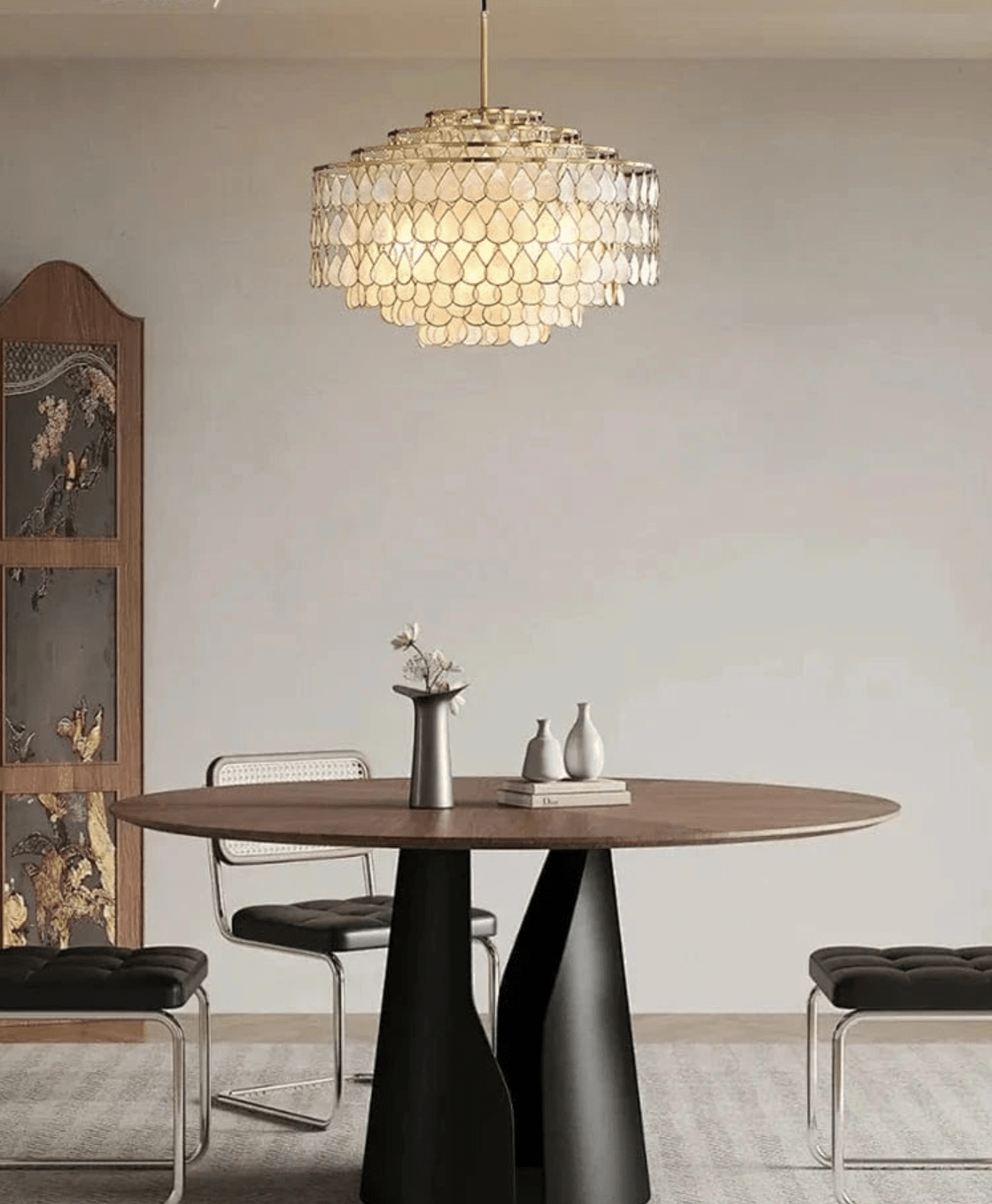 ECLAIRAGE SUSPENSION Suspension coquillage doré