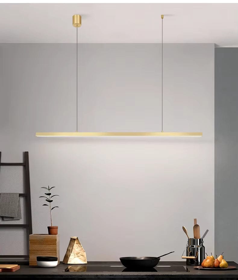 Eclairage suspension Suspension dorée barre led