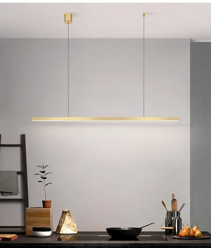Eclairage suspension Suspension dorée barre led