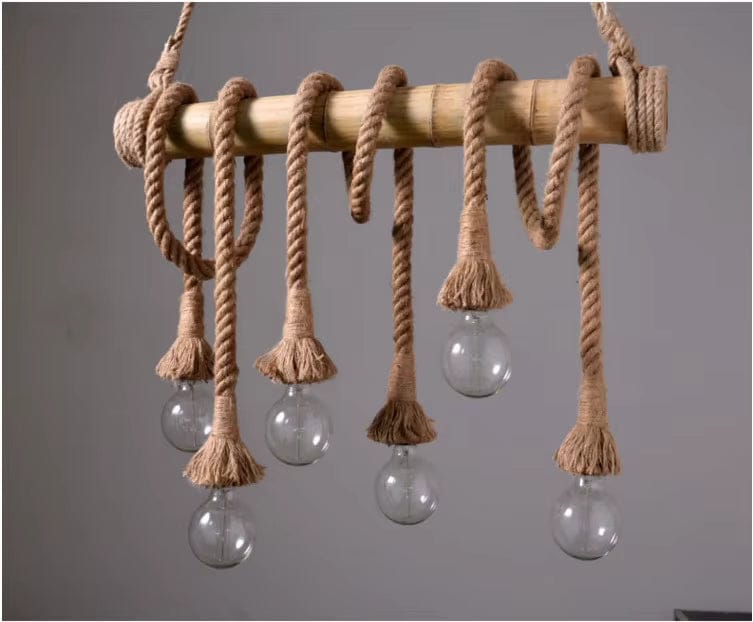 ECLAIRAGE SUSPENSION Suspension en bambou avec cordage