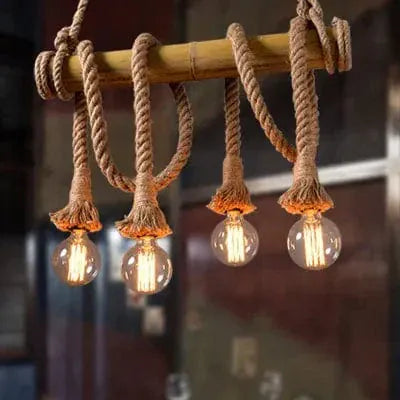 ECLAIRAGE SUSPENSION Suspension en bambou avec cordage