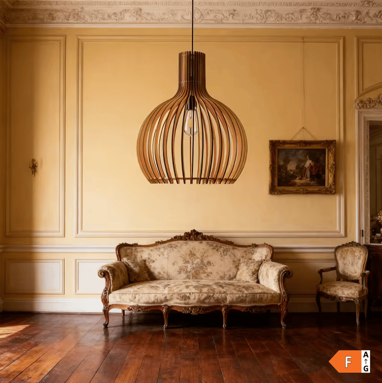 Eclairage suspension Suspension en bois art moderne