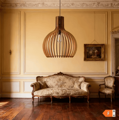 Eclairage suspension Suspension en bois art moderne