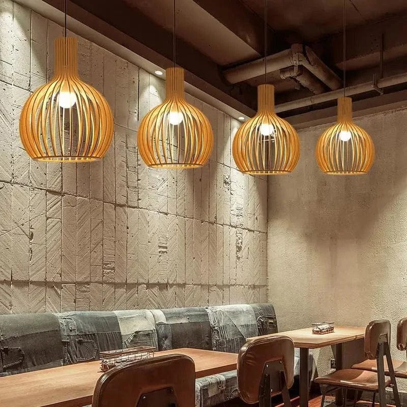 Eclairage suspension Suspension en bois art moderne