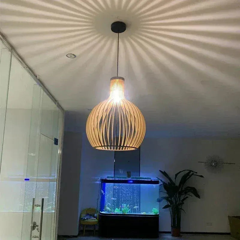 Eclairage suspension Suspension en bois art moderne