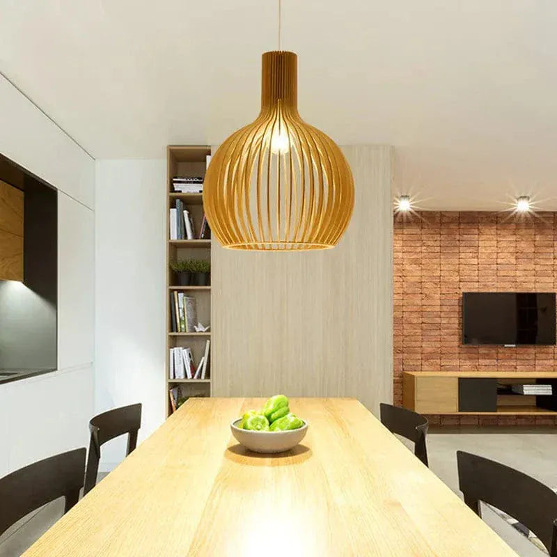 Eclairage suspension Suspension en bois art moderne