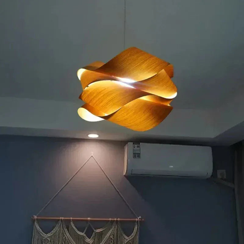 Eclairage suspension Suspension en bois design organique
