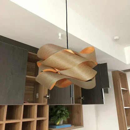 Eclairage suspension Suspension en bois design organique