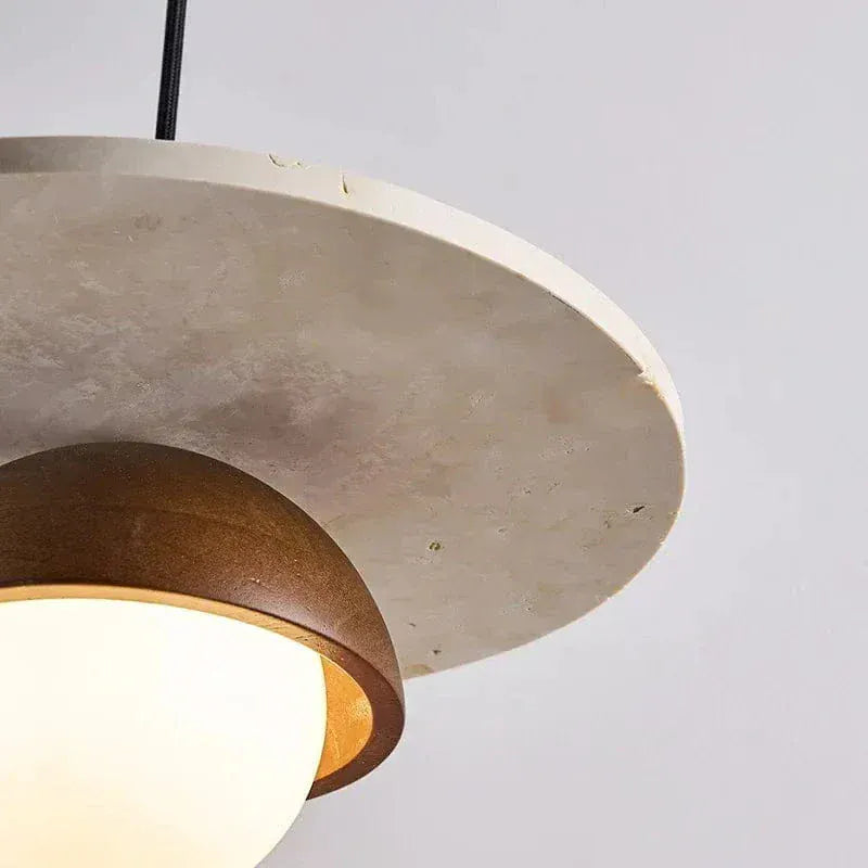 Eclairage suspension Suspension en bois et pierre design Danois