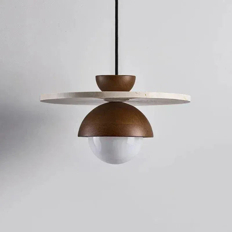 Eclairage suspension Suspension en bois et pierre design Danois