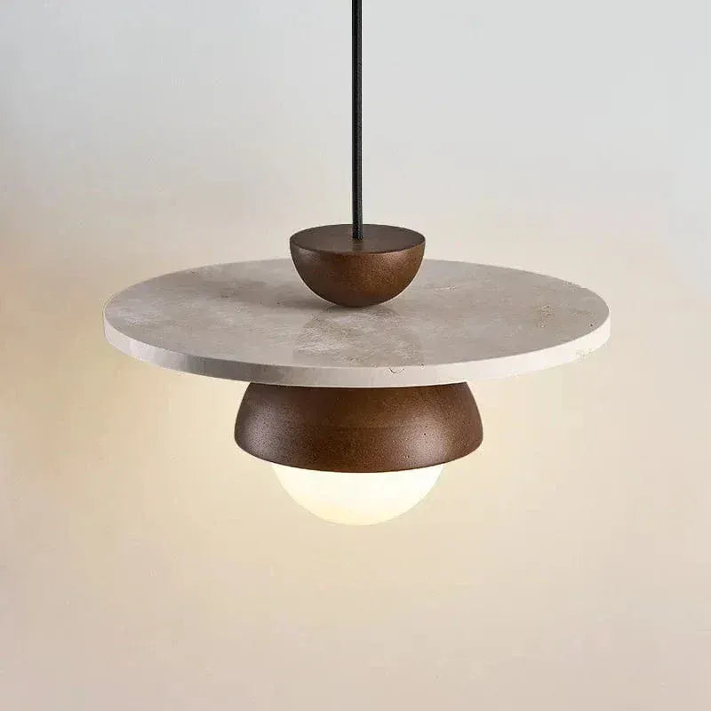Eclairage suspension Suspension en bois et pierre design Danois