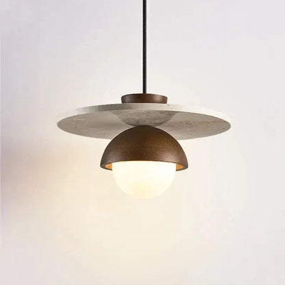 Eclairage suspension Suspension en bois et pierre design Danois