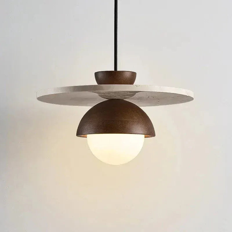 Eclairage suspension Suspension en bois et pierre design Danois