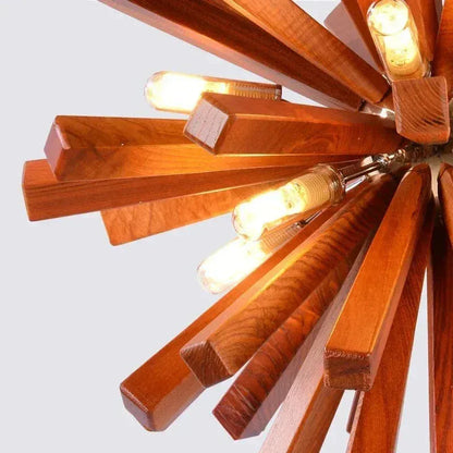 Eclairage suspension Suspension en bois étoile