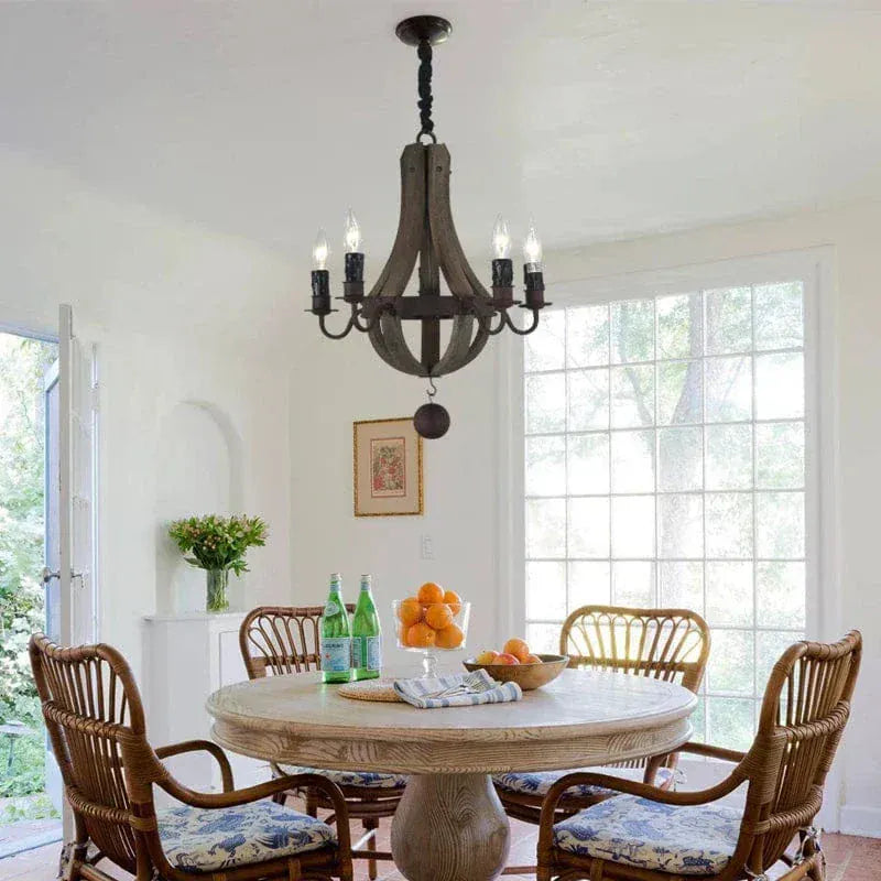 Eclairage suspension Suspension en bois rustique style chandelier