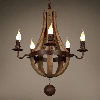 Eclairage suspension Suspension en bois rustique style chandelier
