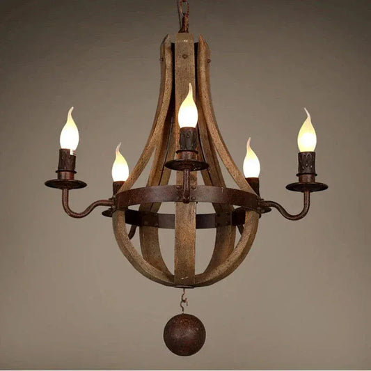 Eclairage suspension Suspension en bois rustique style chandelier