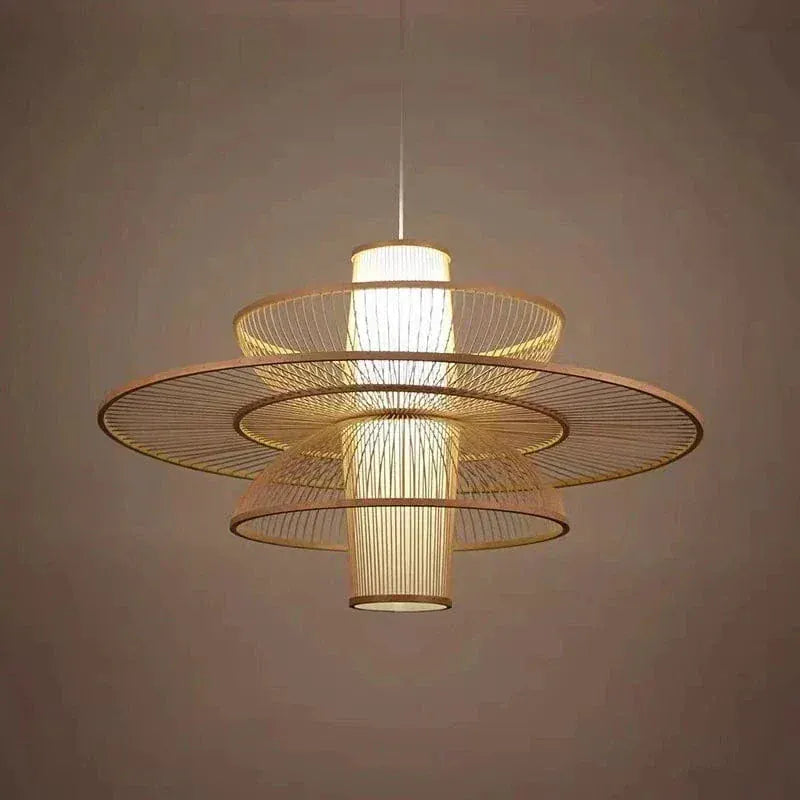 Eclairage suspension Suspension en bois style asiatique