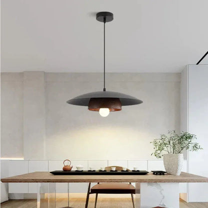 Eclairage suspension Suspension en bois style Japandi