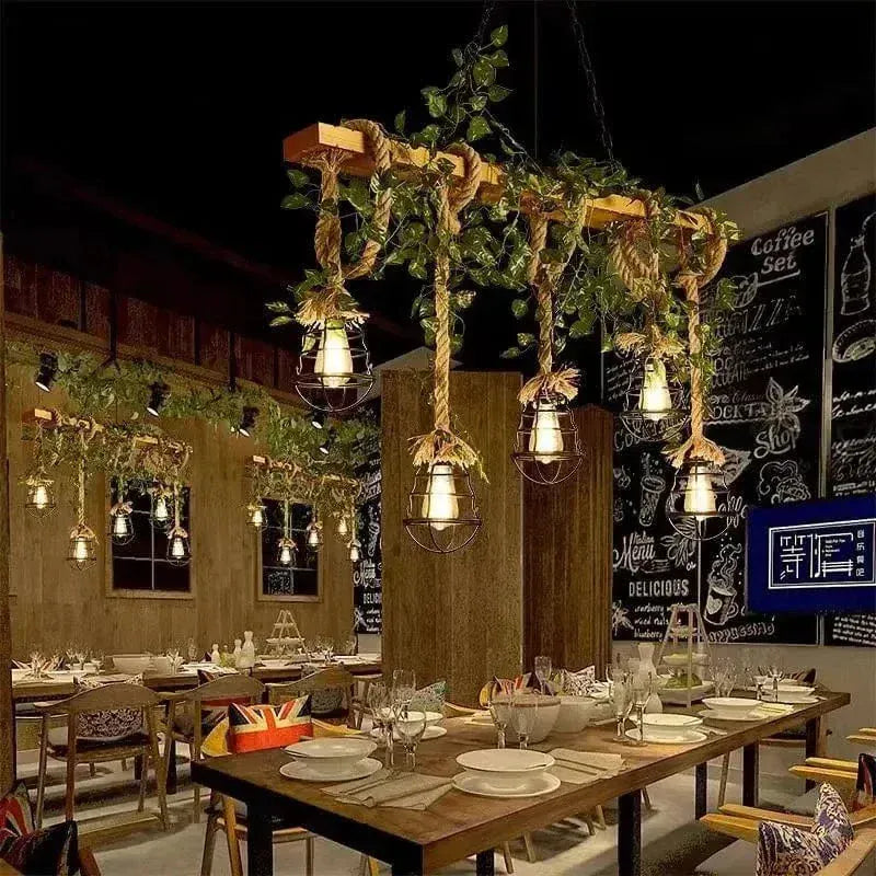 ECLAIRAGE SUSPENSION Suspension en corde et lierre