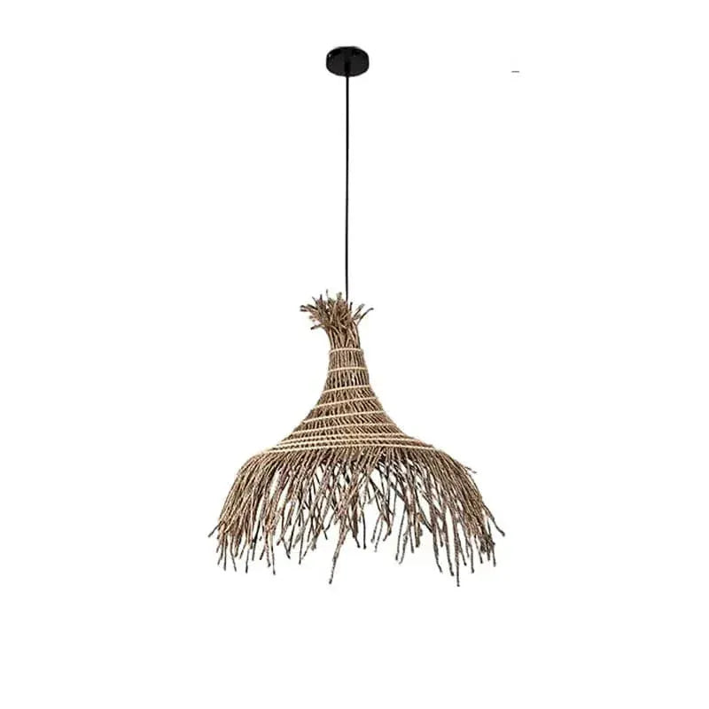 Eclairage suspension Suspension en paille style Wabi-Sabi