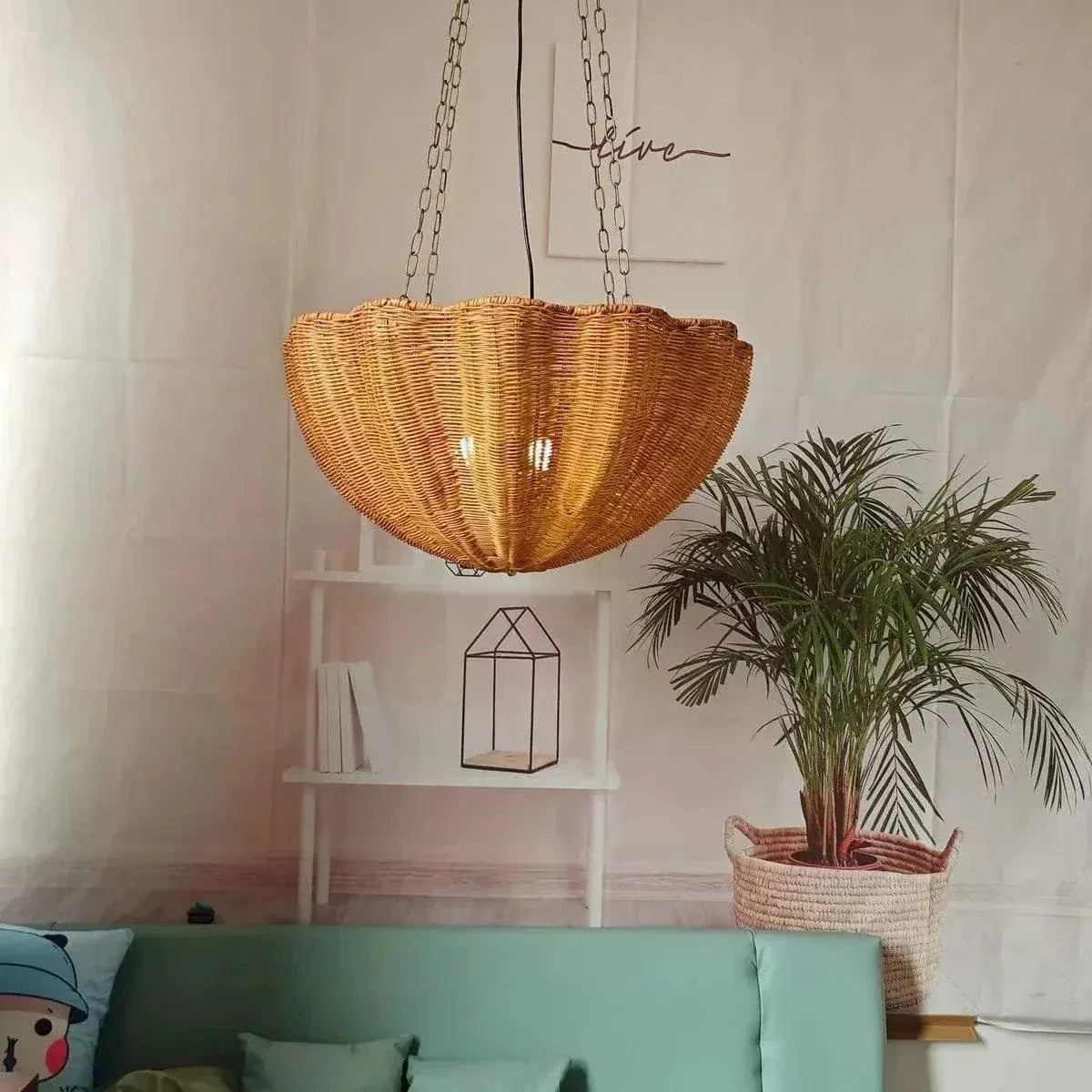 Eclairage suspension Suspension en rotin parapluie