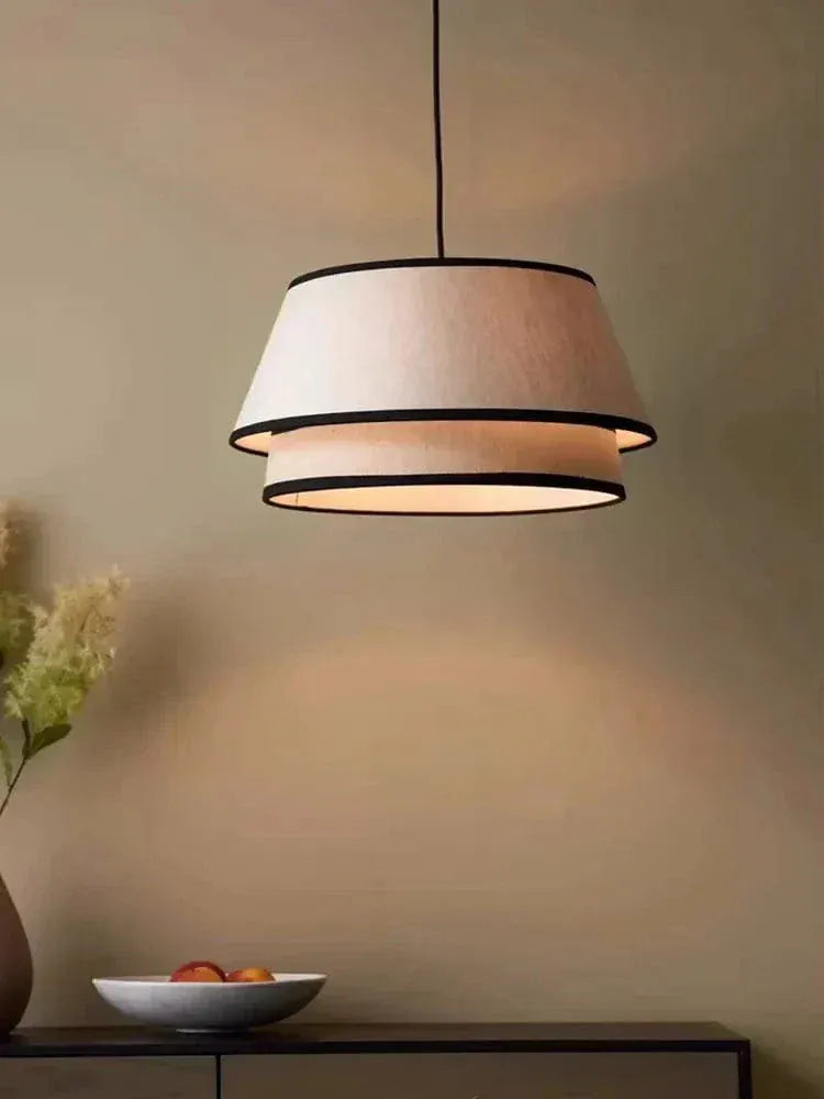 Eclairage suspension Suspension en tissu abat-jour noir et blanc