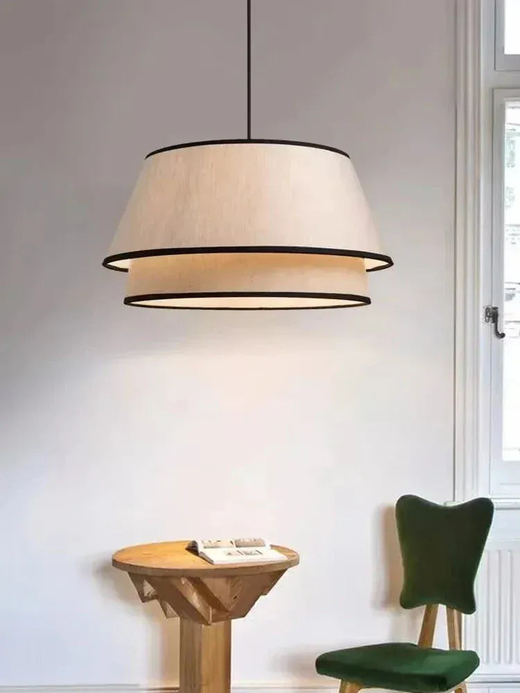 Eclairage suspension Suspension en tissu abat-jour noir et blanc
