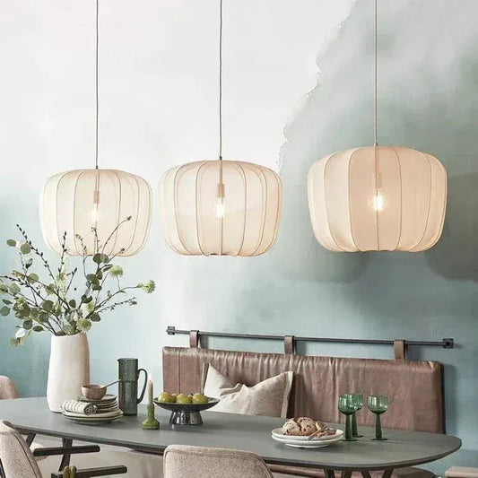 Eclairage suspension Suspension en tissu blanc