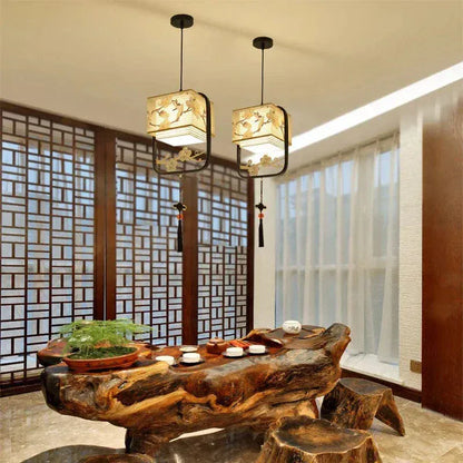 Eclairage suspension Suspension en tissu design asiatique