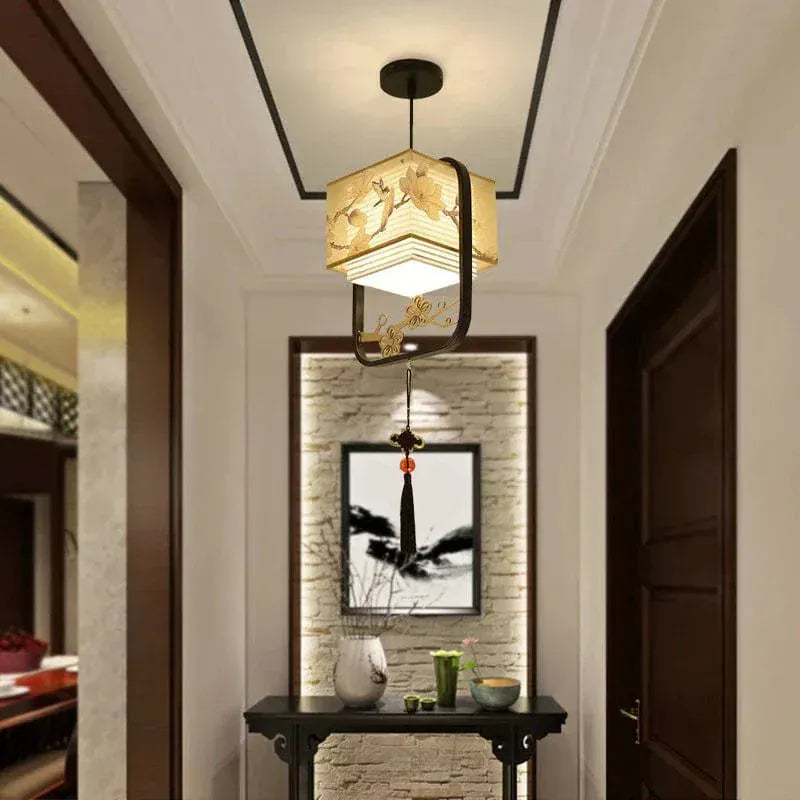 Eclairage suspension Suspension en tissu design asiatique