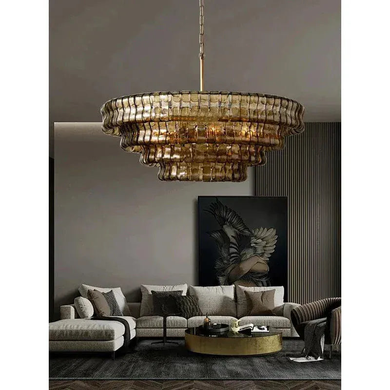Eclairage suspension Suspension en verre art-déco