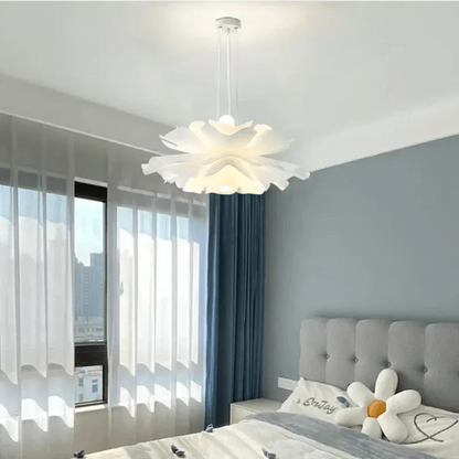 Eclairage suspension Suspension fleur blanche design moderne